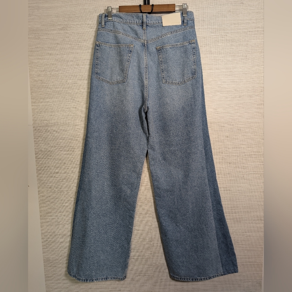DL1961 Hepburn High Rise Wide Leg Vintage Upcycled Light Distressed 2 Tone Jeans - Picture 2 of 15